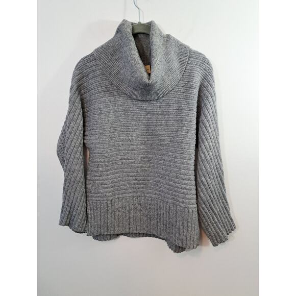 MOTH By Anthropologie Sweater Size XSP Gray Ribbed Cowl Neck Cozy - Picture 1 of 6